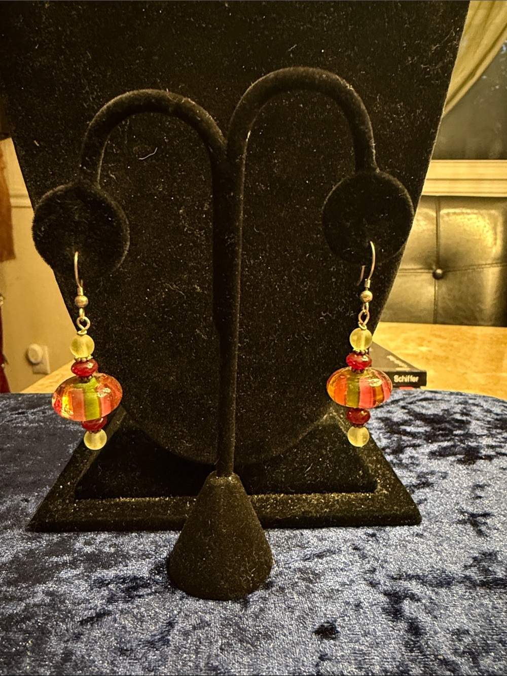 Vintage 1960s unique glass balloon drop earrings multicolored pierced